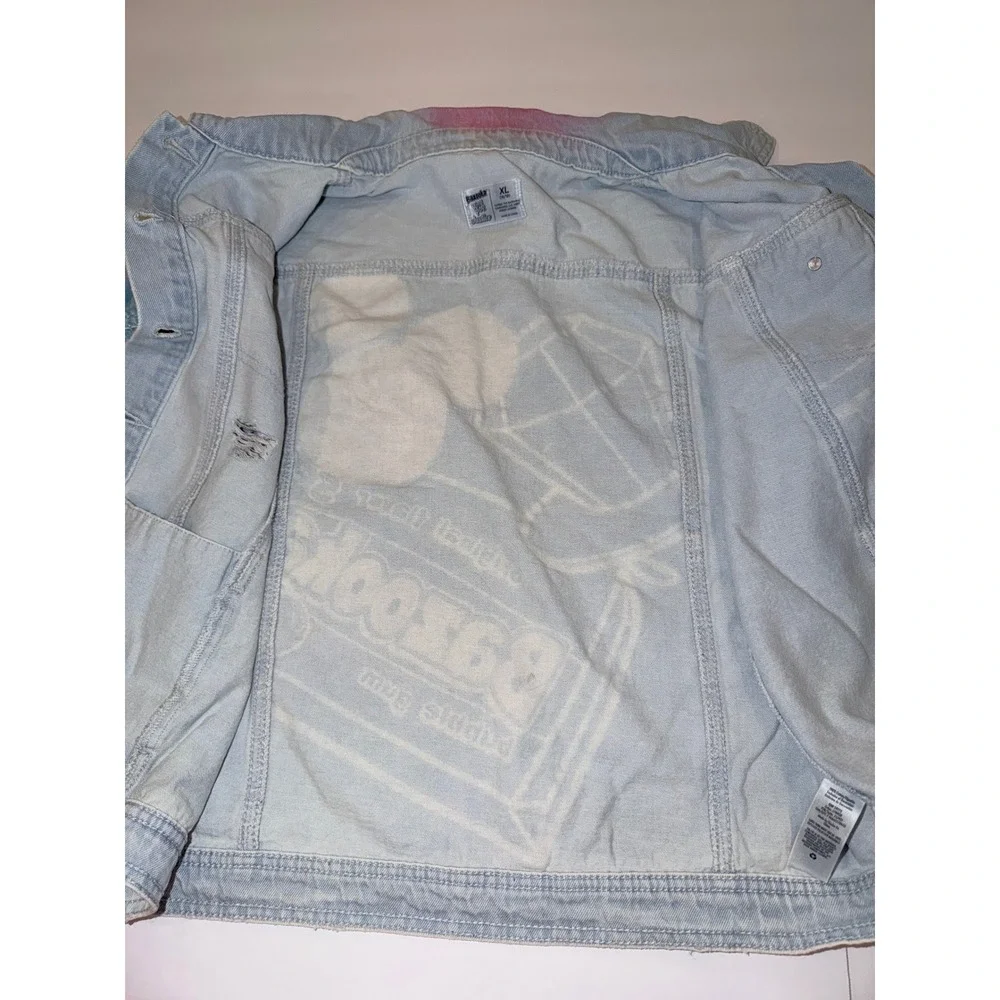 Justice x Bazooka Ring Pop Girls Tie Dye Denim Jacket XL 16/18 Distressed Candy